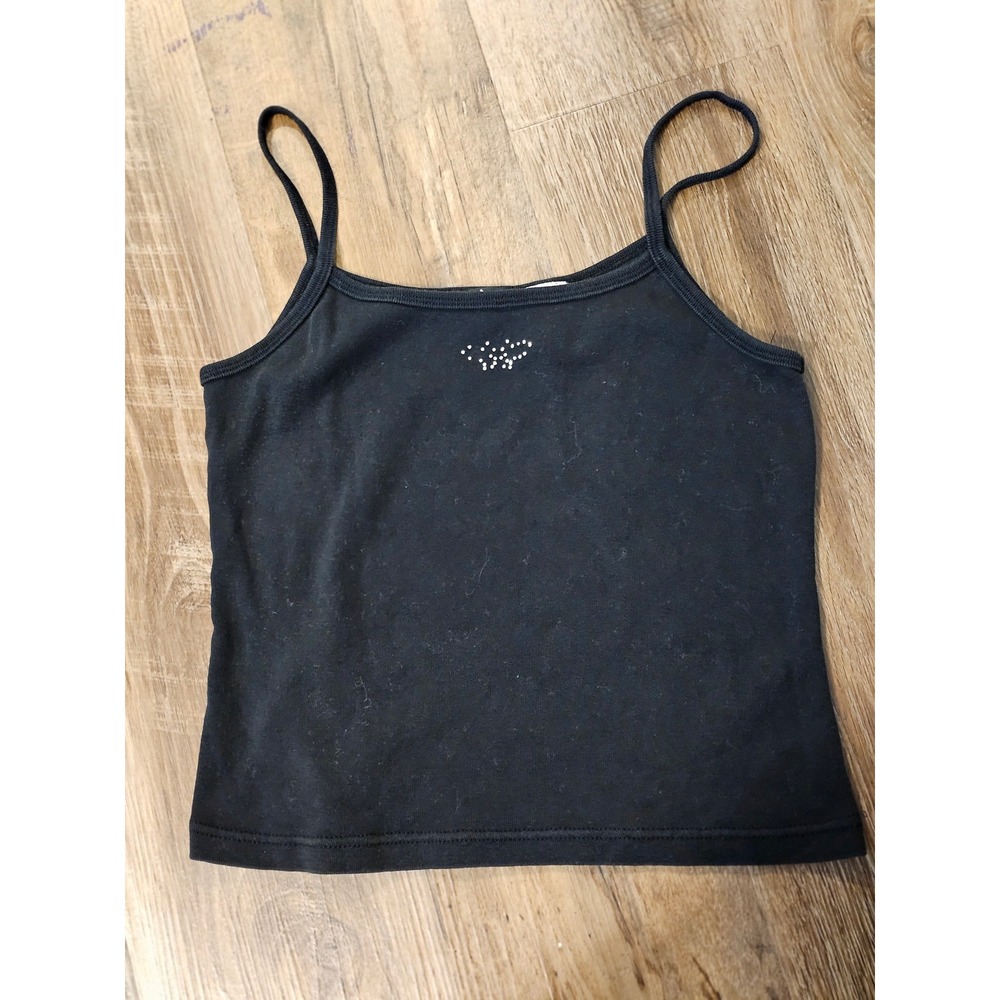 Black Cotton Cami Top Rhinestone Butterfly‎ Dark Fairy Whimsigoth Y2K Medium
